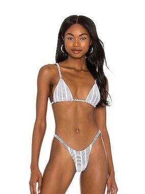 REVOLVE Lido Triangle Bikini Top in Texture Stripe INDAH